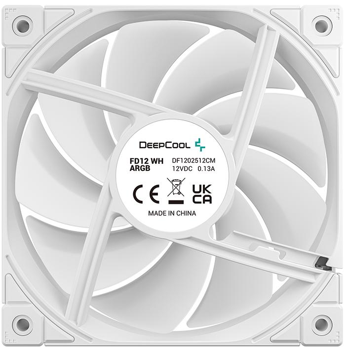 A large main feature product image of DeepCool FD12 ARGB 120mm Fan - White