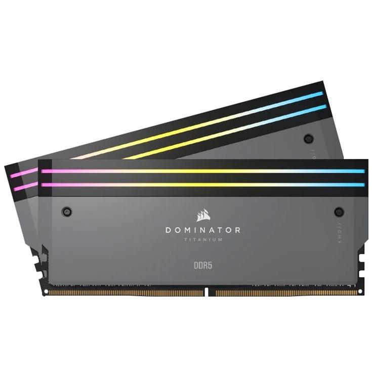 A large main feature product image of Corsair Dominator Titanium RGB 32GB Kit (2x16GB) XMP/EXPO DDR5-6000 C30 (Grey)