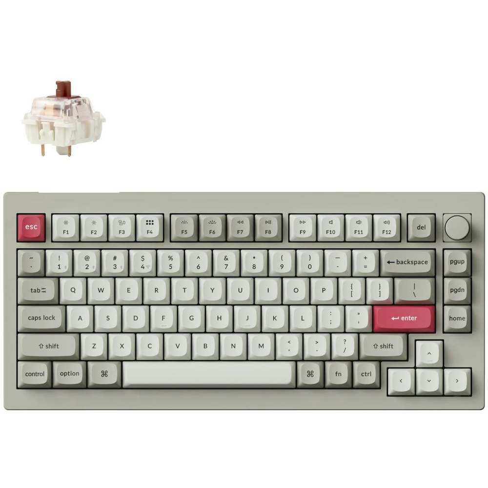 A large main feature product image of Keychron V1 Max - 75% QMK/VIA Wireless Custom Mechanical Keyboard - Retro Grey (Gateron Jupiter Brown Switch)