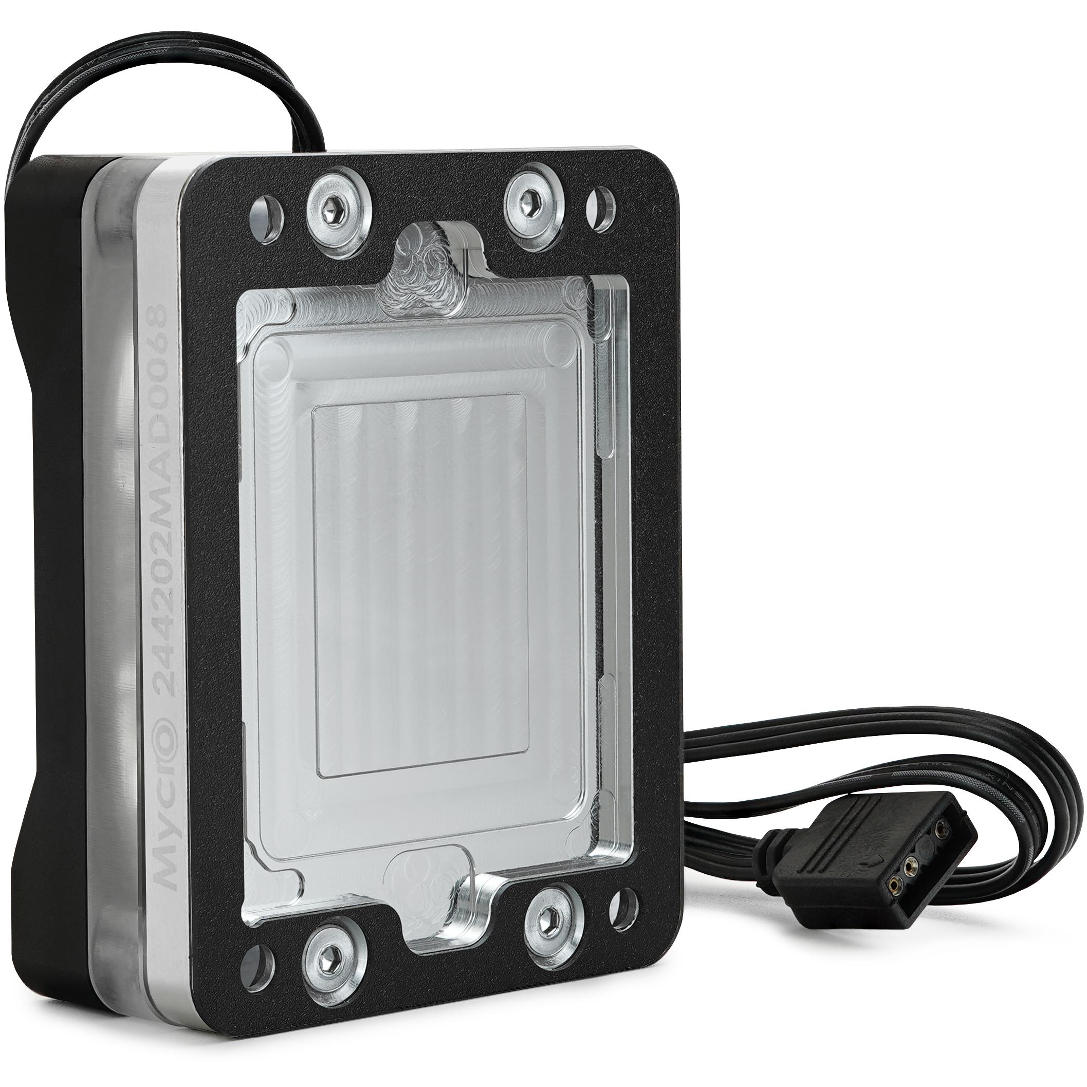 A large main feature product image of Thermal Grizzly Mycro Direct Die Pro RGB - CPU Water Block for Intel LGA1851