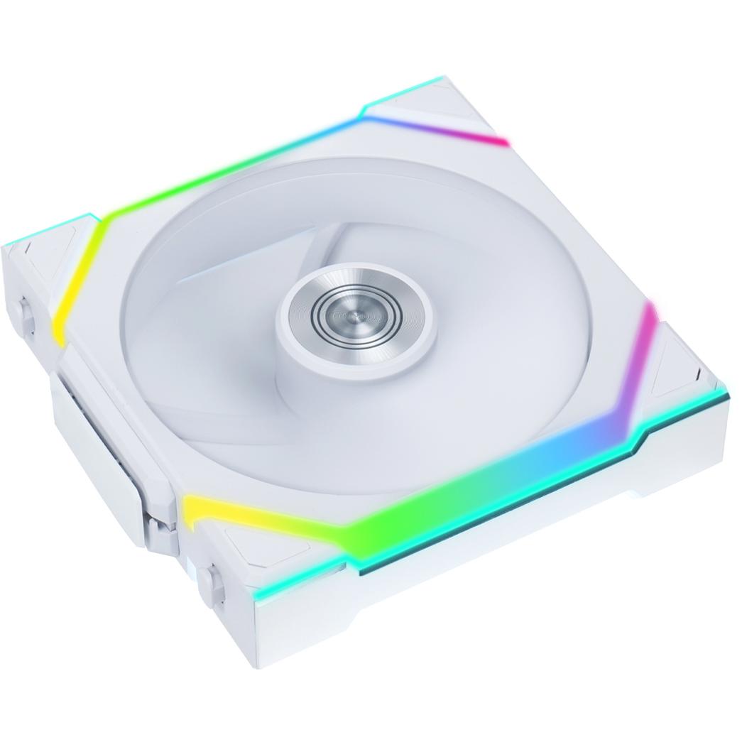 A large main feature product image of Lian Li UNI FAN SL120 Wireless - 120mm Modular Fan (White)