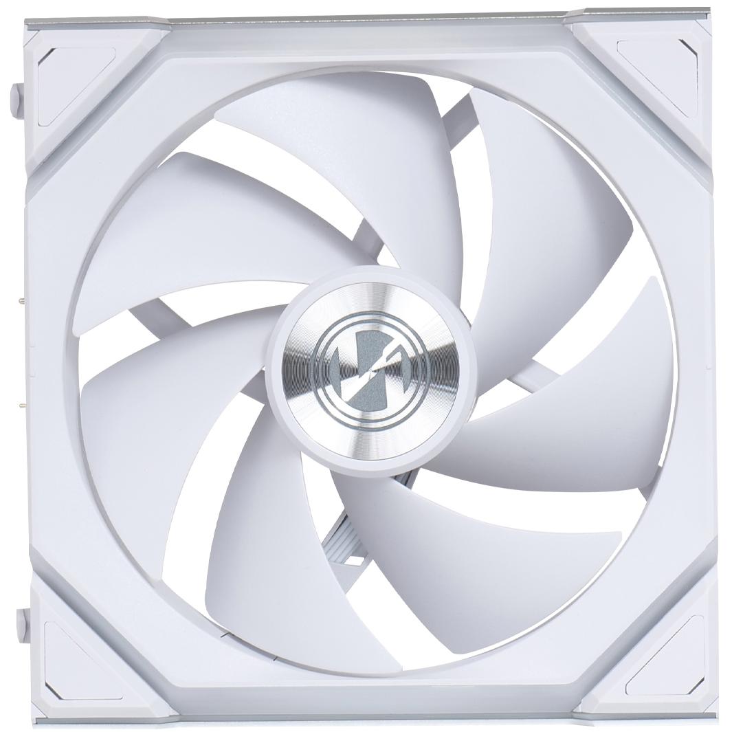 A large main feature product image of Lian Li UNI FAN SL120 Wireless - 120mm Modular Fan (White)