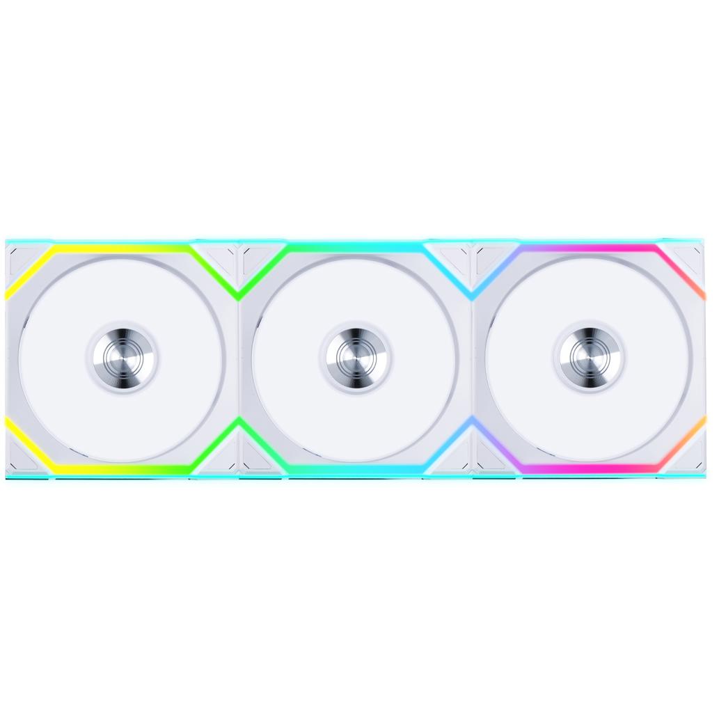 A large main feature product image of Lian Li UNI FAN SL120 Wireless - 120mm Modular Fan 3-Pack w/ Controller (White)