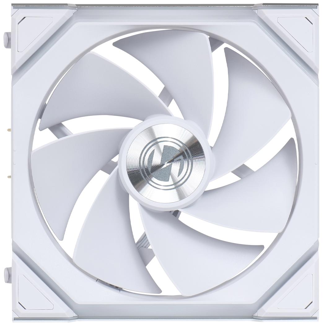 A large main feature product image of Lian Li UNI FAN SL120 Wireless - 120mm Reverse Blade Modular Fan (White)