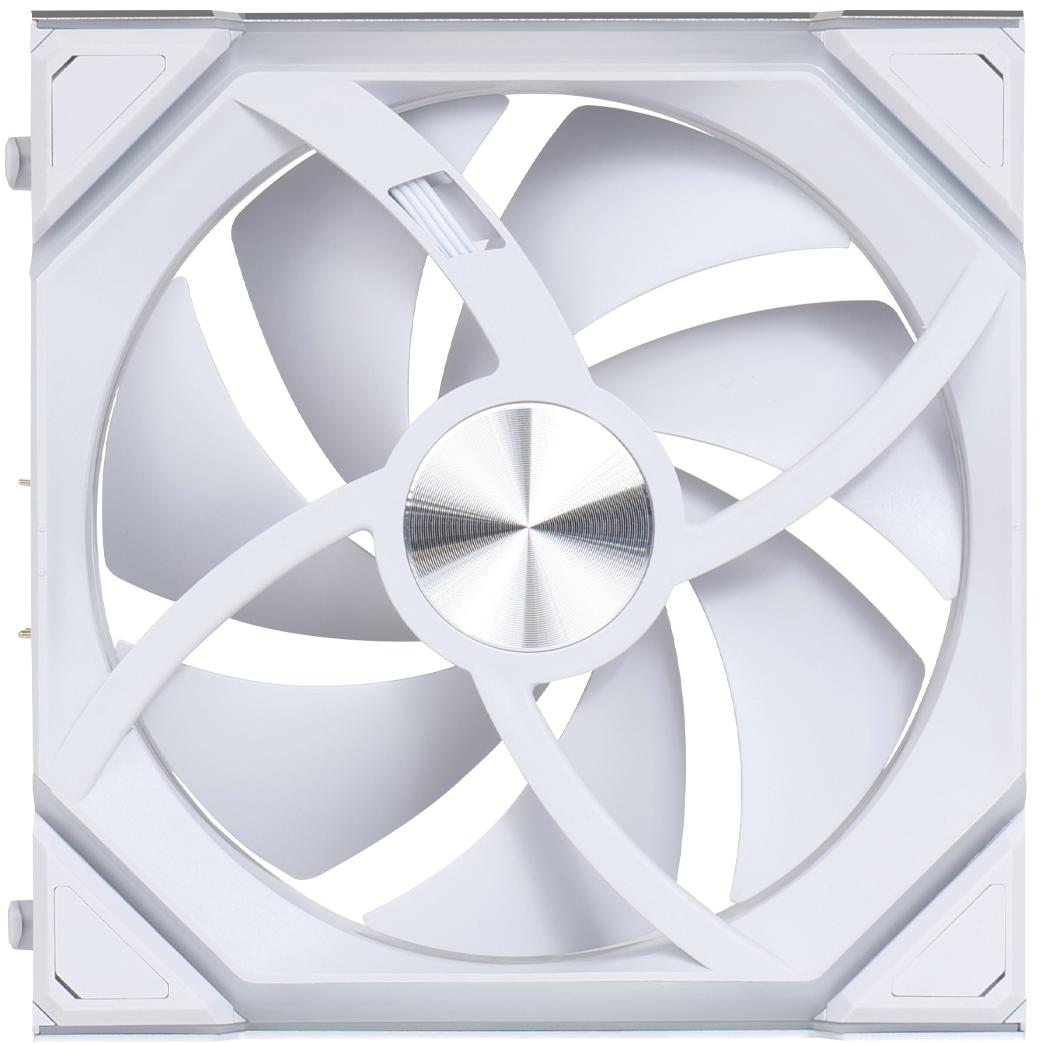 A large main feature product image of Lian Li UNI FAN SL120 Wireless - 120mm Reverse Blade Modular Fan (White)