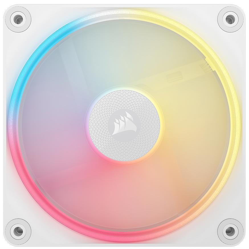 A large main feature product image of Corsair iCUE LINK LX120-R RGB - 120mm PWM Reverse Blade Modular Fan (White)