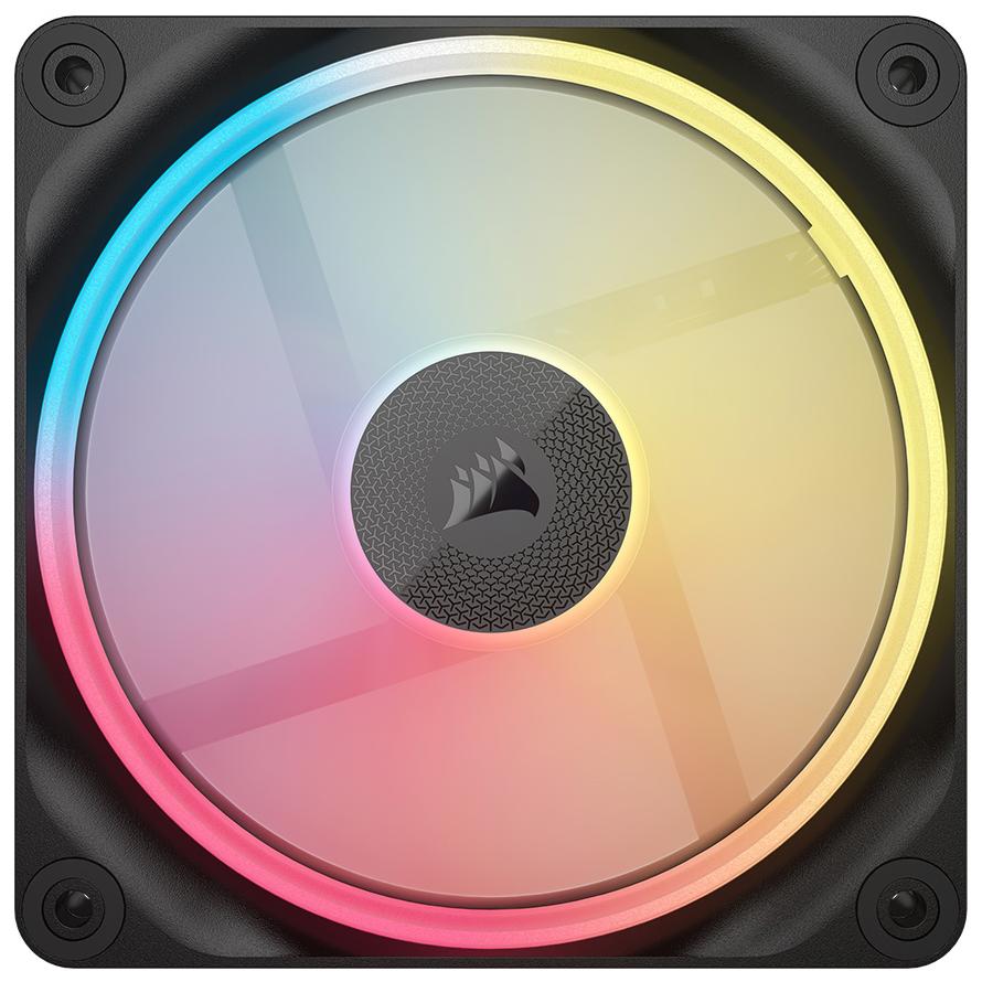 A large main feature product image of Corsair iCUE LINK LX120-R RGB - 120mm PWM Reverse Blade Modular Fan (Black)