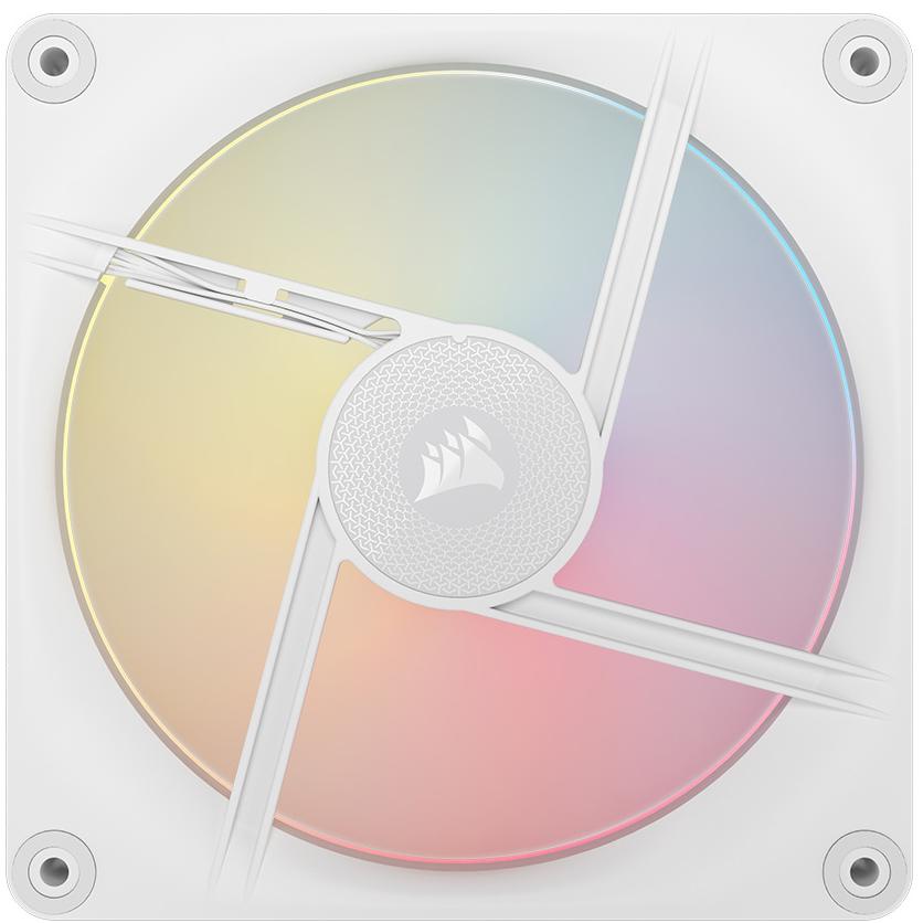 A large main feature product image of Corsair iCUE LINK LX140-R RGB - 140mm PWM Reverse Blade Modular Fan 2-Pack (White)