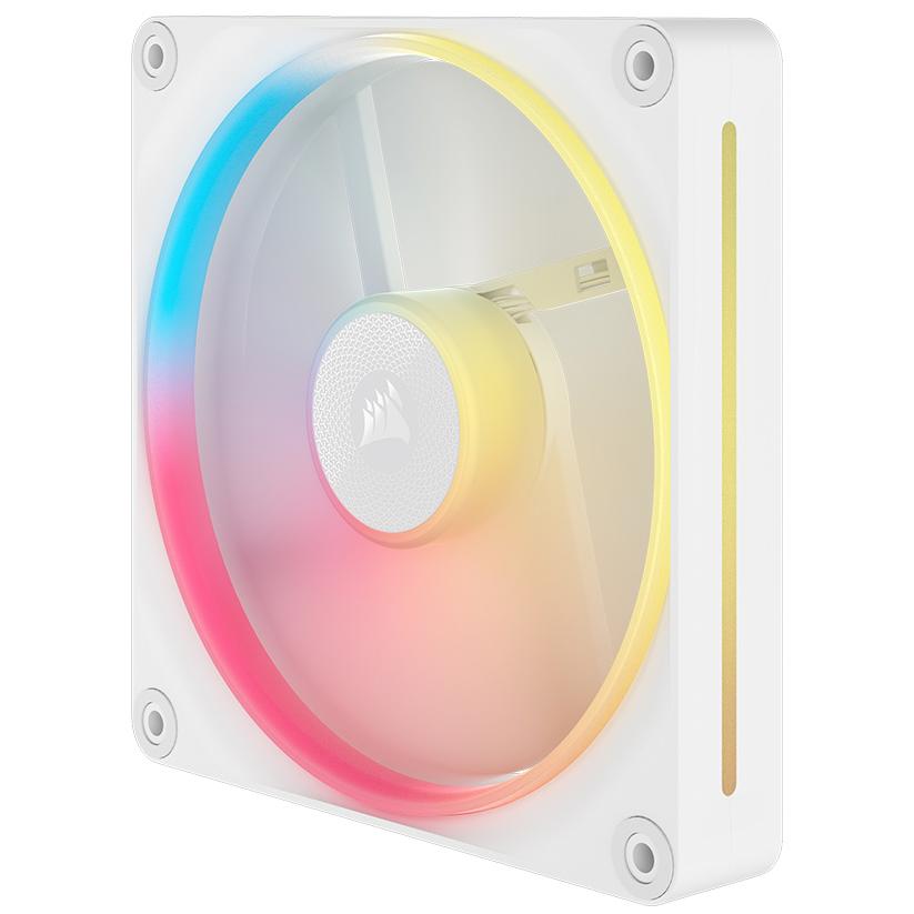 A large main feature product image of Corsair iCUE LINK LX140-R RGB - 140mm PWM Reverse Blade Modular Fan 2-Pack (White)