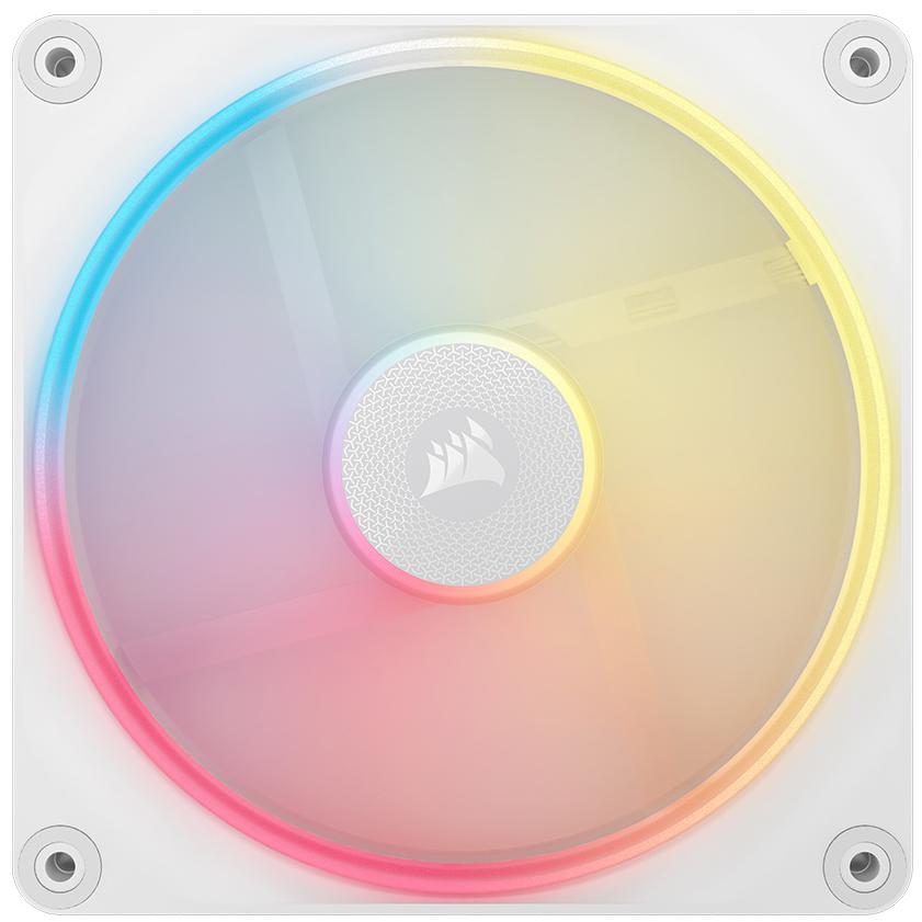 A large main feature product image of Corsair iCUE LINK LX140-R RGB - 140mm PWM Reverse Blade Modular Fan (White)