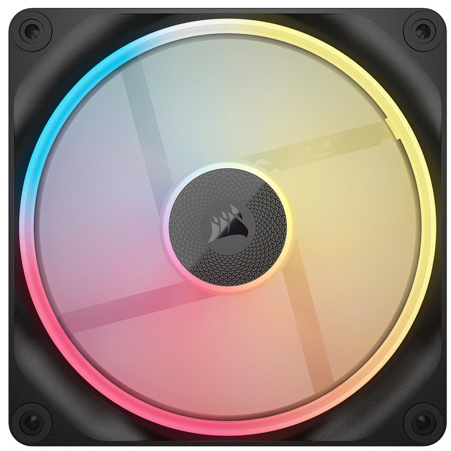 A large main feature product image of Corsair iCUE LINK LX140-R RGB - 140mm PWM Reverse Blade Modular Fan (Black)