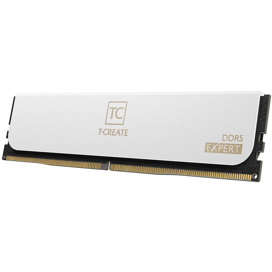 A large main feature product image of Team T-Create Expert 64GB Kit (2x32GB) DDR5-6000 C34 (White)