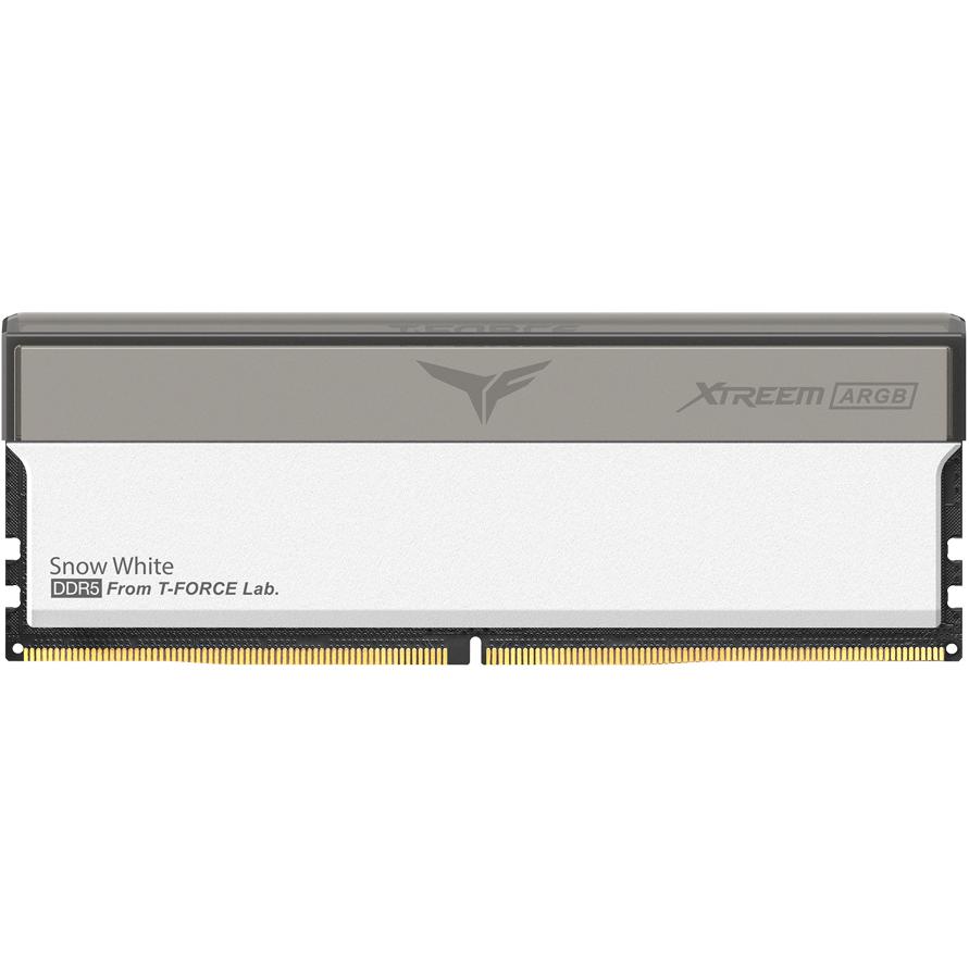 A large main feature product image of Team T-Force Xtreem ARGB 32GB Kit (2x16GB) DDR5-6000 C30 - White