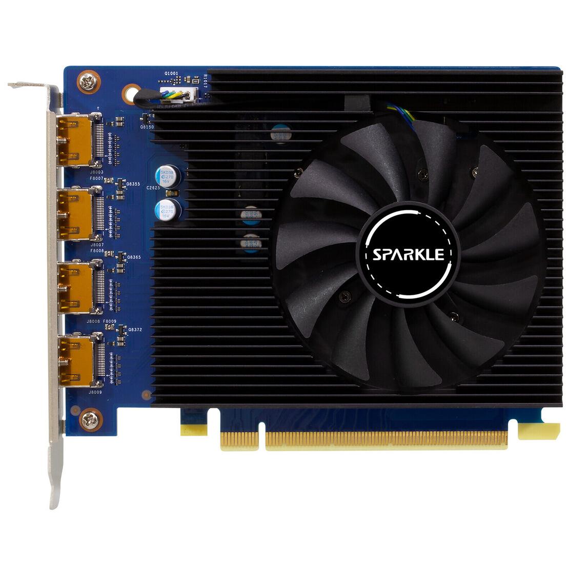 A large main feature product image of SPARKLE Intel Arc A310 OMNI View 4GB GDDR6