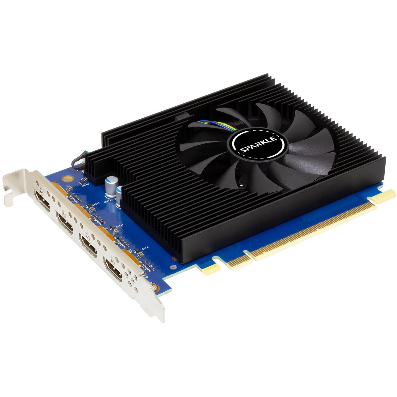 A large main feature product image of SPARKLE Intel Arc A310 OMNI View 4GB GDDR6