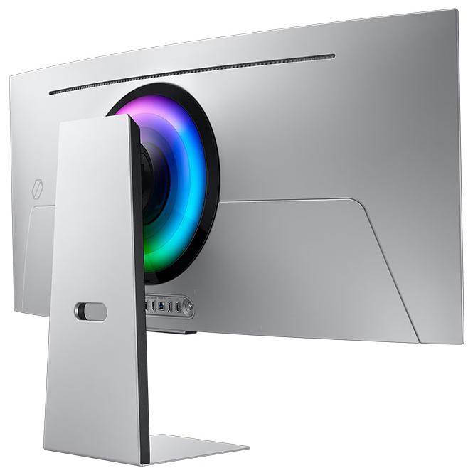 A large main feature product image of Samsung Odyssey OLED G8 - 34" Curved 1440p 175Hz OLED Gaming Monitor