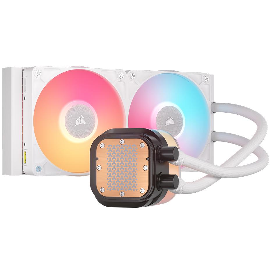 A large main feature product image of Corsair iCUE LINK TITAN 240 RX LCD 240mm AIO Liquid CPU Cooler (White)