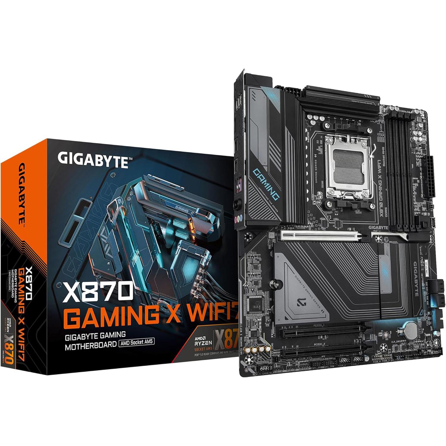 A large main feature product image of Gigabyte X870 Gaming X WiFi7 AM5 ATX Desktop Motherboard