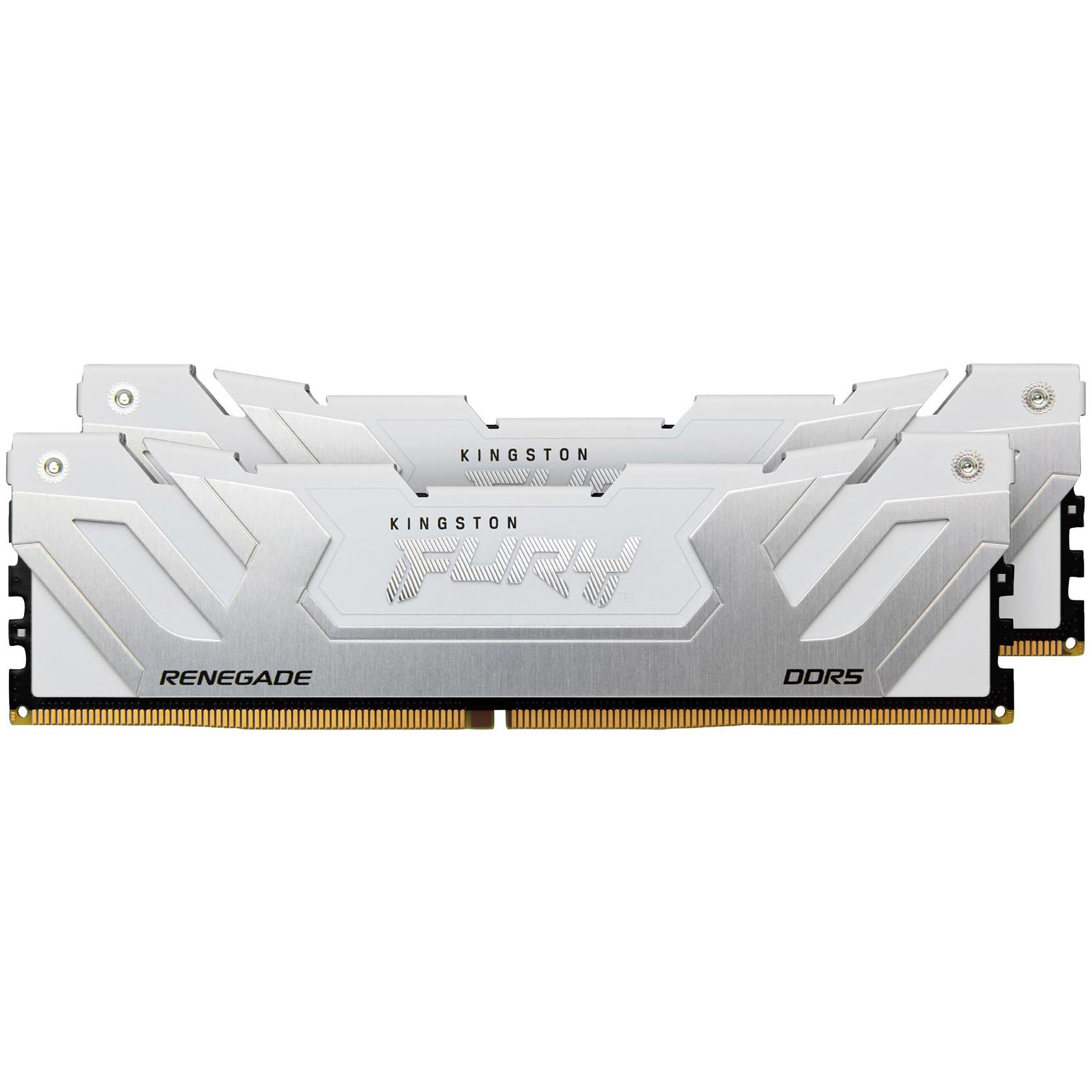 A large main feature product image of Kingston FURY Renegade 48GB Kit (2x24GB) XMP DDR5-8400 C40 CUDIMM (White)
