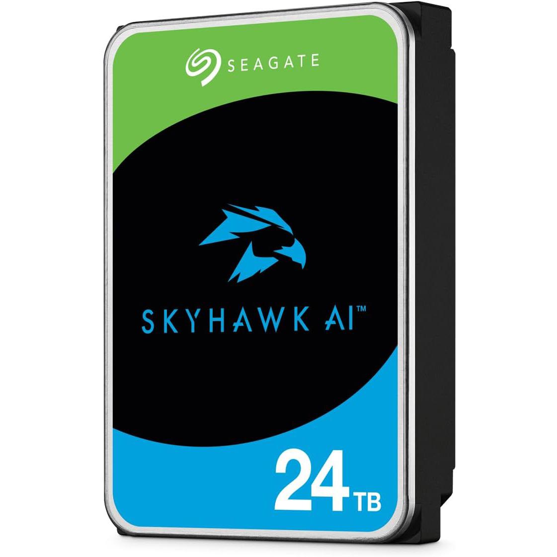A large main feature product image of Seagate SkyHawk AI 3.5" Surveillance HDD - 24TB 512MB