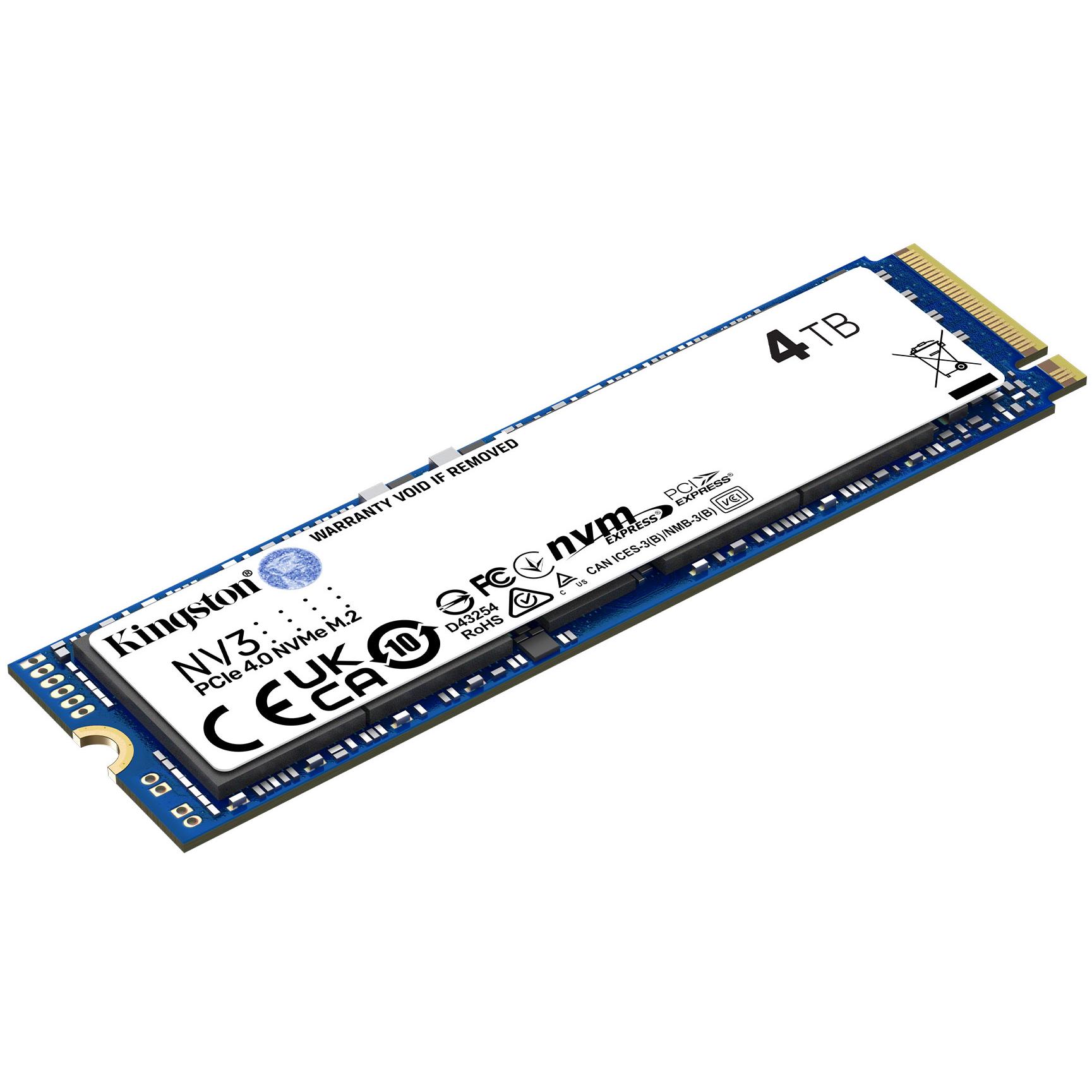 A large main feature product image of Kingston NV3 PCIe Gen4 NVMe M.2 SSD - 4TB