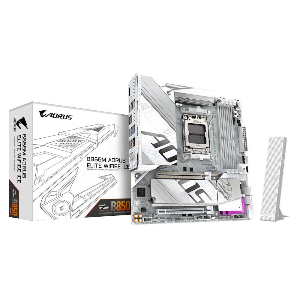 Gigabyte B850M AORUS ELITE WIFI6E ICE AM5 mATX Desktop Motherboard