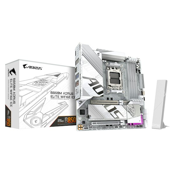 Gigabyte B850M AORUS ELITE WIFI6E ICE AM5 mATX Desktop Motherboard