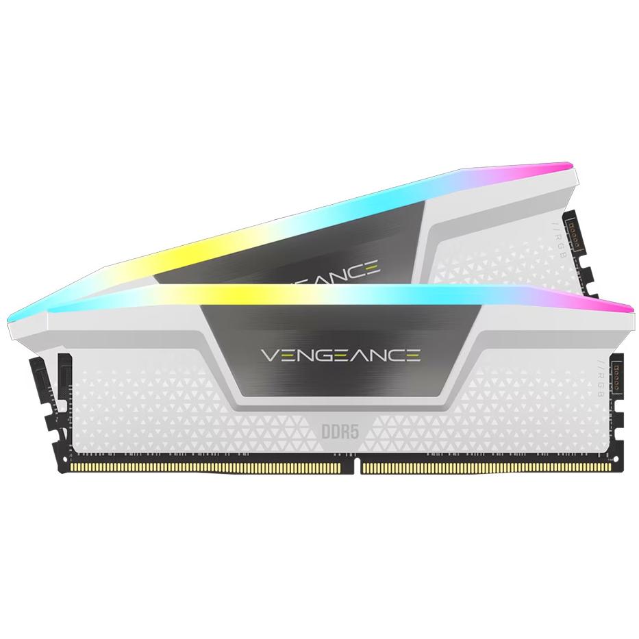 A large main feature product image of Corsair Vengeance RGB 32GB Kit (2x16GB) XMP DDR5-6000 C36 (White)