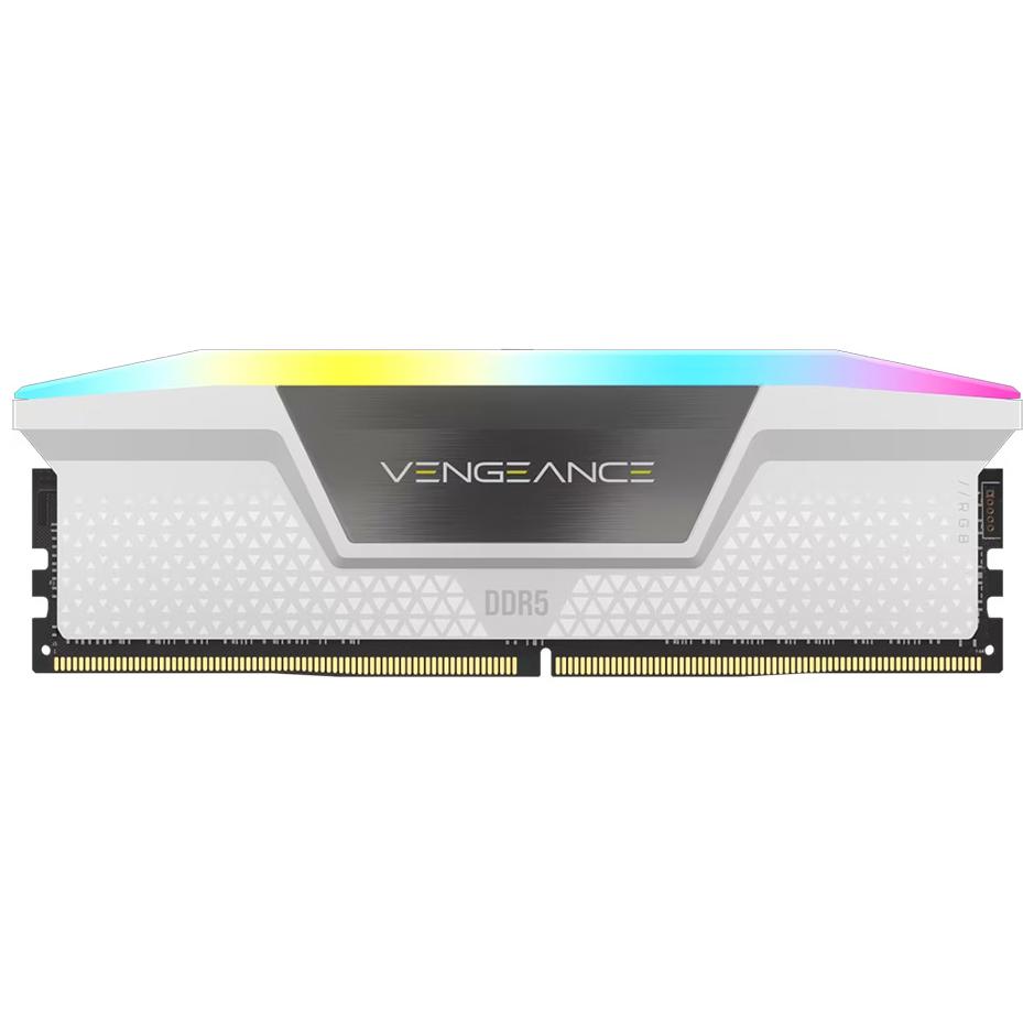 A large main feature product image of Corsair Vengeance RGB 32GB Kit (2x16GB) XMP DDR5-6000 C36 (White)