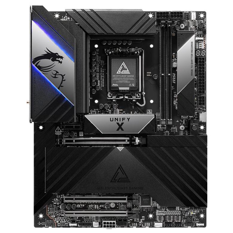 A large main feature product image of MSI MEG Z890 Unify-X LGA1851 ATX Desktop Motherboard
