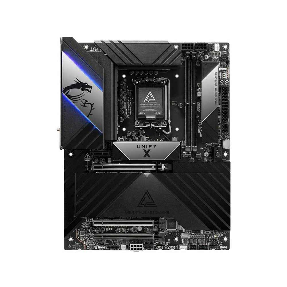 A large main feature product image of MSI MEG Z890 Unify-X LGA1851 ATX Desktop Motherboard