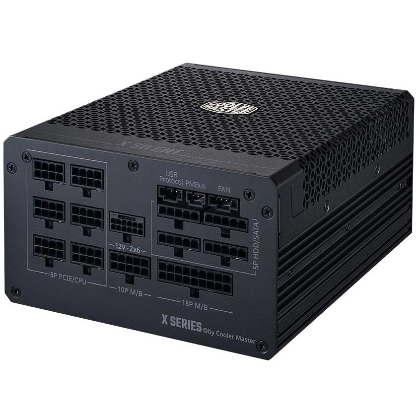 A large main feature product image of Cooler Master X Silent Edge Platinum 1100W Fanless PCIe 5.1 ATX 3.1 Modular PSU