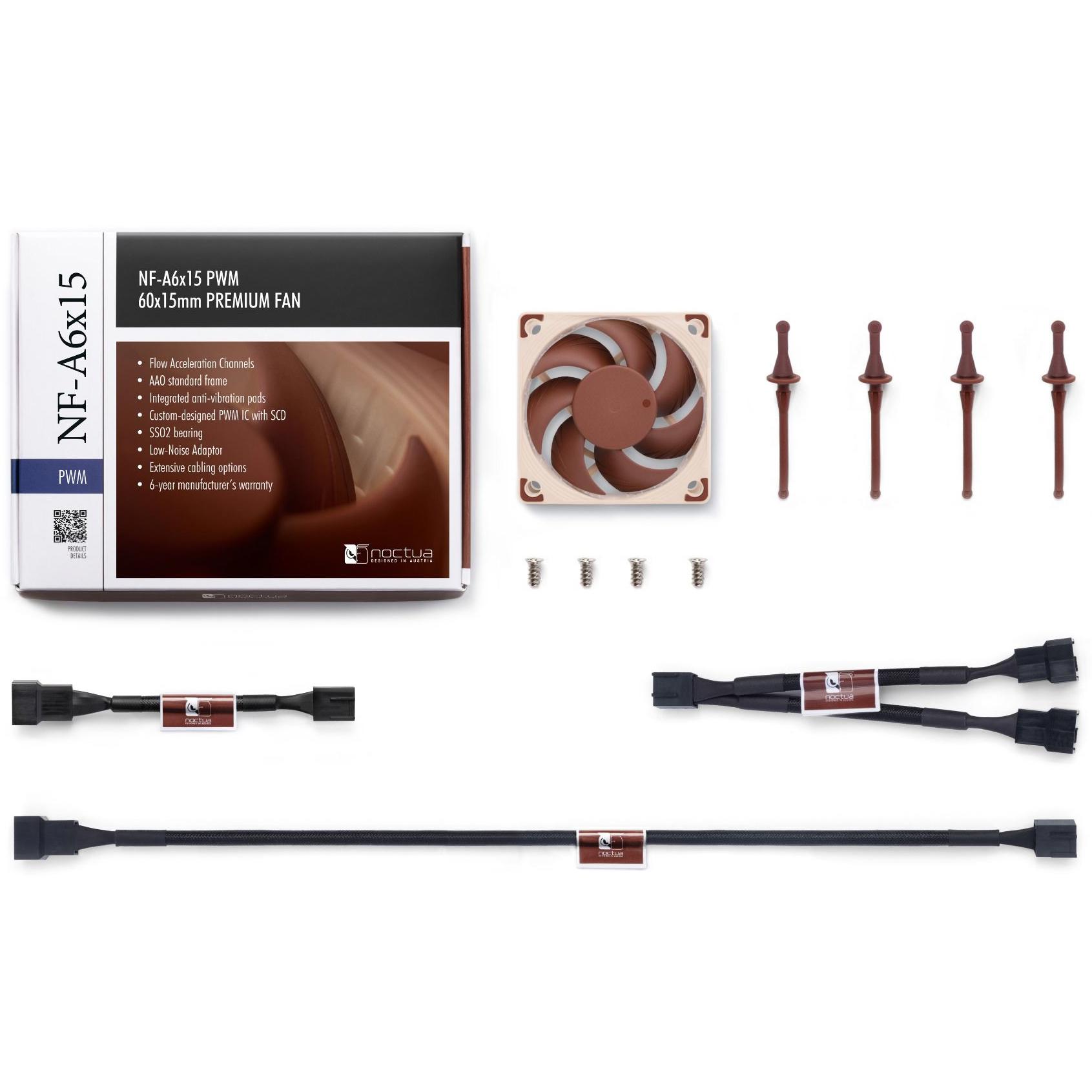 A large main feature product image of Noctua  NF-A6x15-PWM - 60mm x 15mm 3500RPM Cooling Fan