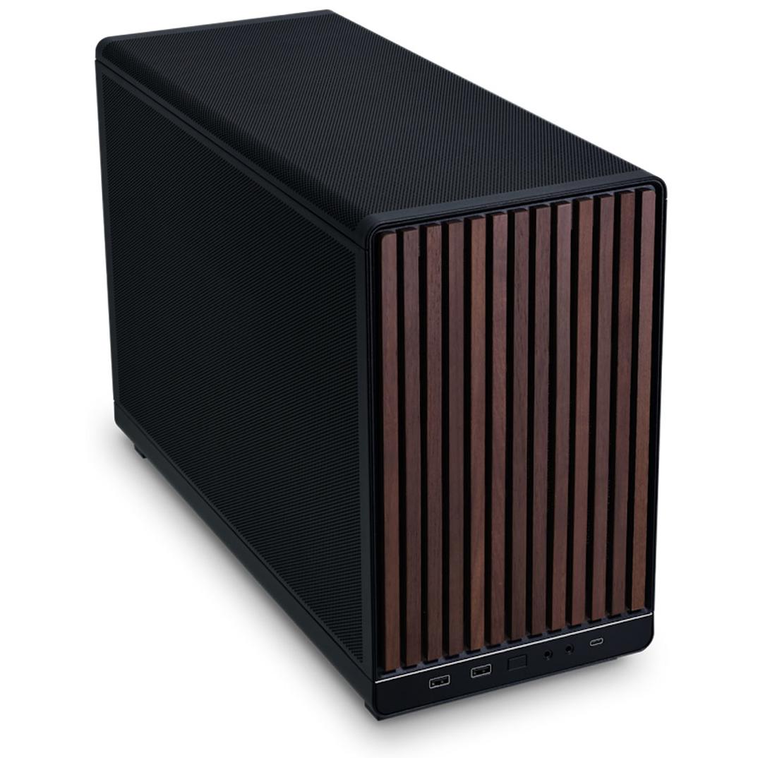 A large main feature product image of Lian Li DAN-A3 Wooden 26L Compact mATX Case (Black)