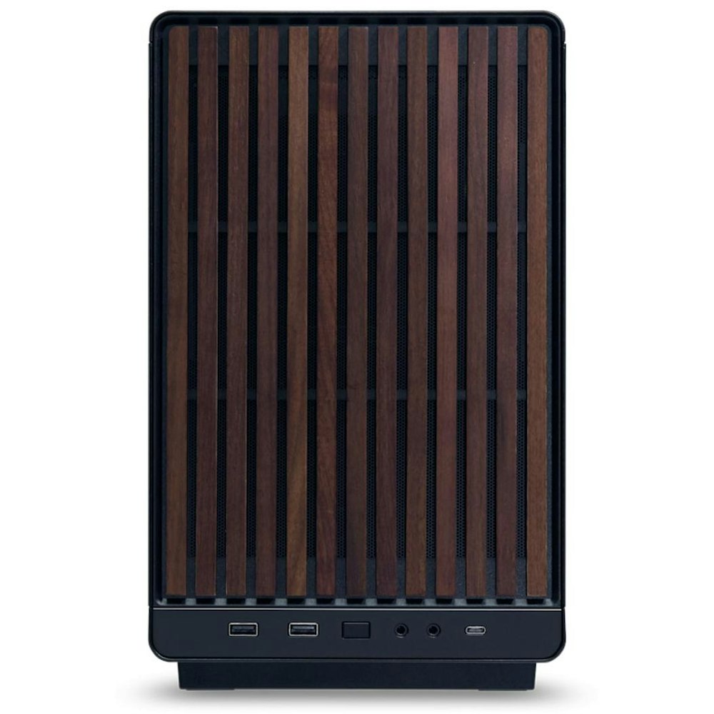 A large main feature product image of Lian Li DAN-A3 Wooden 26L Compact mATX Case (Black)