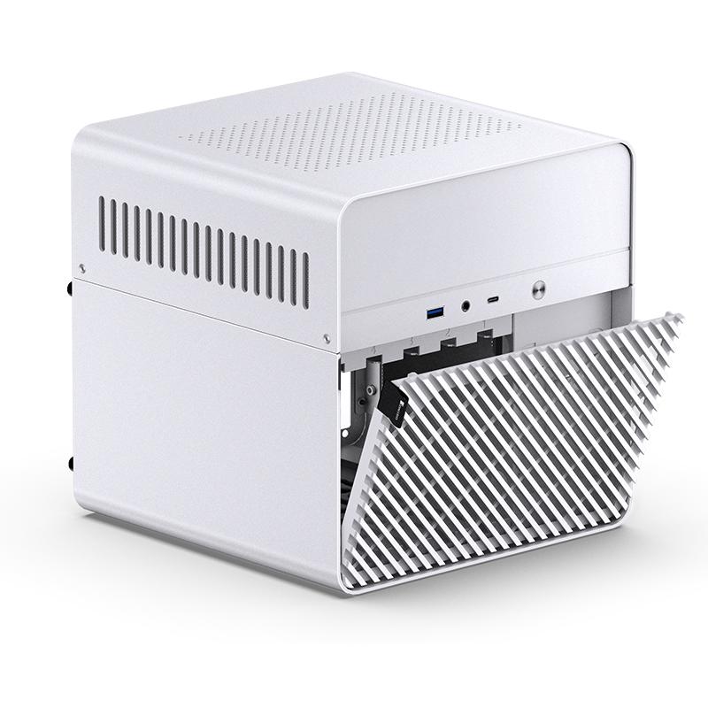 A large main feature product image of Jonsbo N2 - SFF 11L Mini-ITX 5-Bay NAS Case (White)