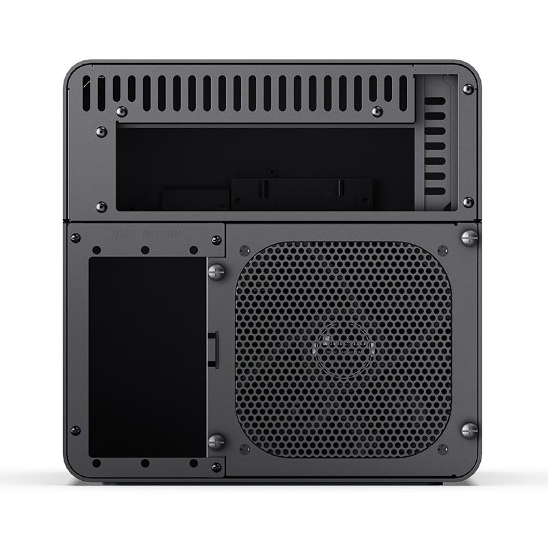 A large main feature product image of Jonsbo N2 - SFF 11L Mini-ITX 5-Bay NAS Case (Black)