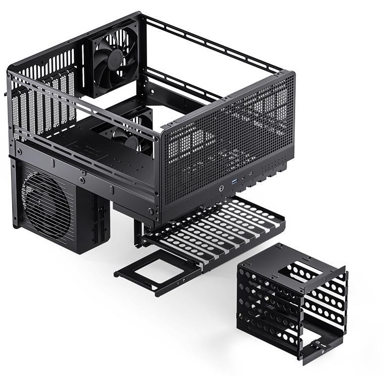 A large main feature product image of Jonsbo N5 - 49L Compact eATX 12-Bay NAS Case (Black)