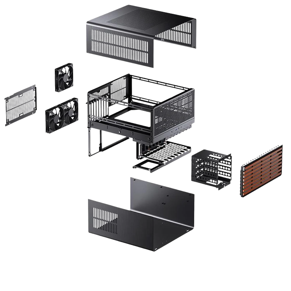 A large main feature product image of Jonsbo N5 - 49L Compact eATX 12-Bay NAS Case (Black)