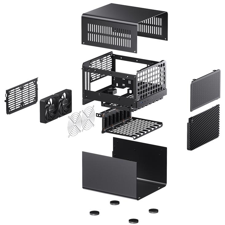 A large main feature product image of Jonsbo N3 - SFF 18L Mini-ITX 8-Bay NAS Case (Black)