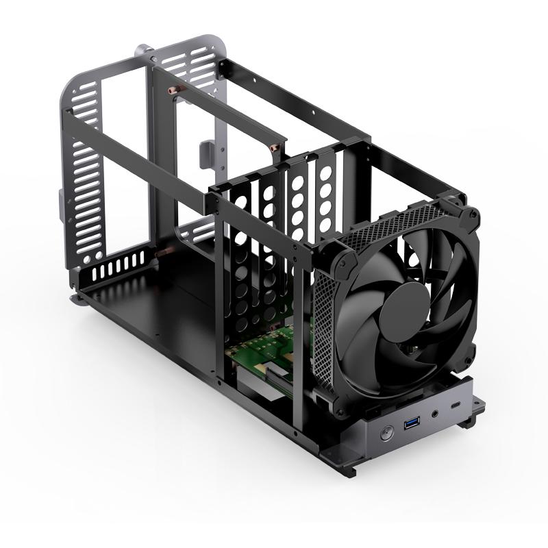 A large main feature product image of Jonsbo N1 - SFF 13L Mini-ITX 5-Bay NAS Case (Grey)