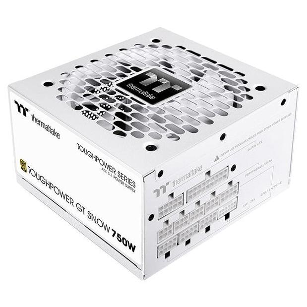 A large main feature product image of Thermaltake Toughpower GT - 750W Gold ATX 3.1 Fully Modular PSU (Snow)