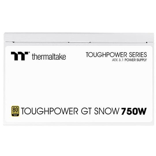 A large main feature product image of Thermaltake Toughpower GT - 750W Gold ATX 3.1 Fully Modular PSU (Snow)