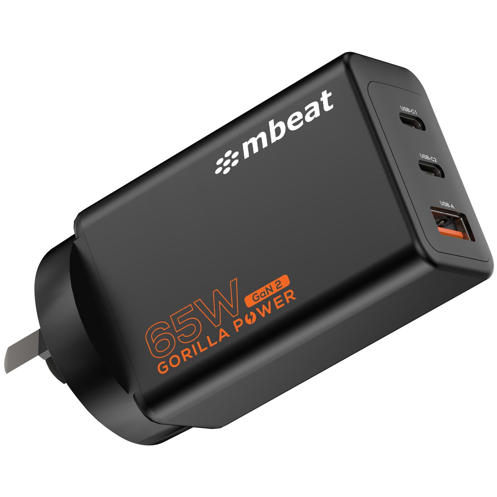 A large main feature product image of mbeat Gorilla Power PD 65W GaN II USB-C Charger -2 x USB-C + USB-A