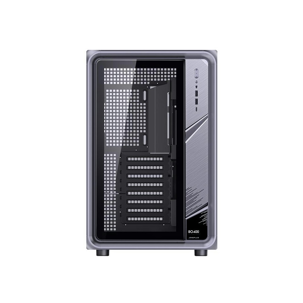 A large main feature product image of Jonsplus BO400 Mid Tower Dual-Chamber Aluminium Frame Case (Grey)