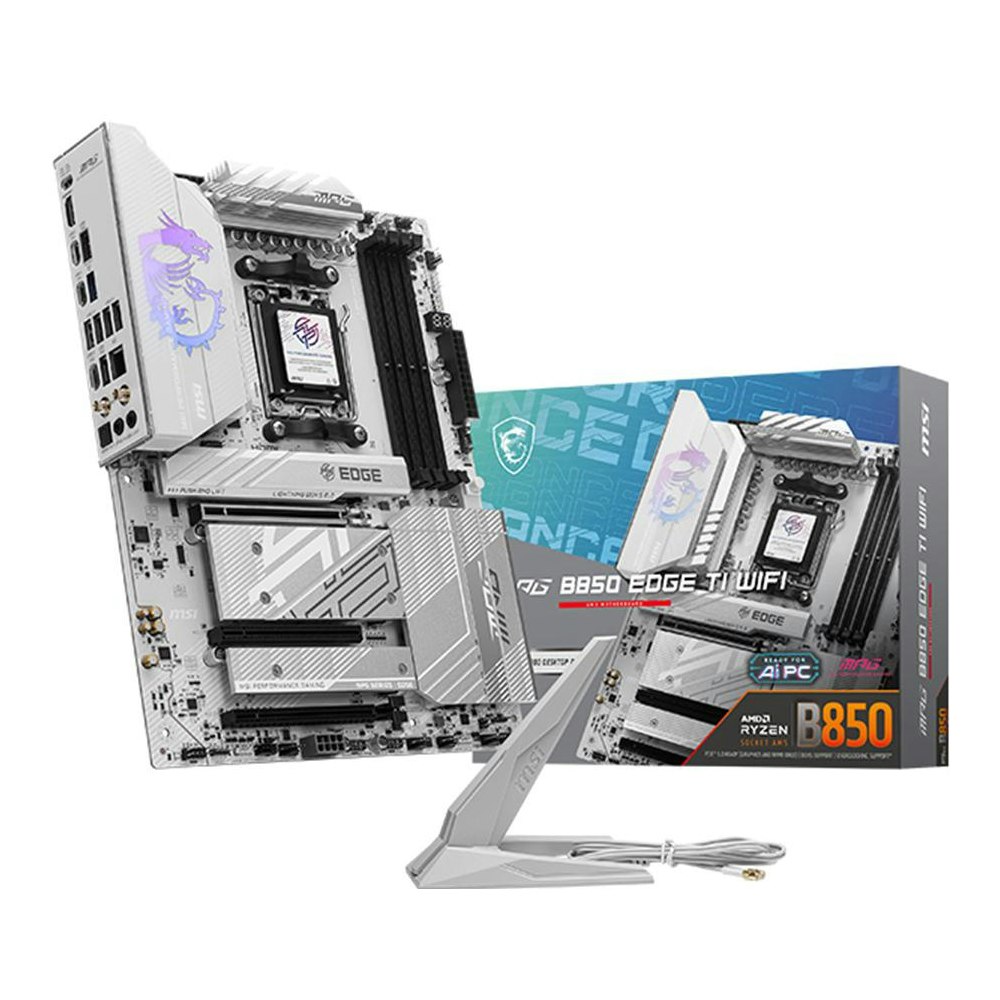 A large main feature product image of MSI MPG B850 Edge Ti WiFi AM5 ATX Desktop Motherboard