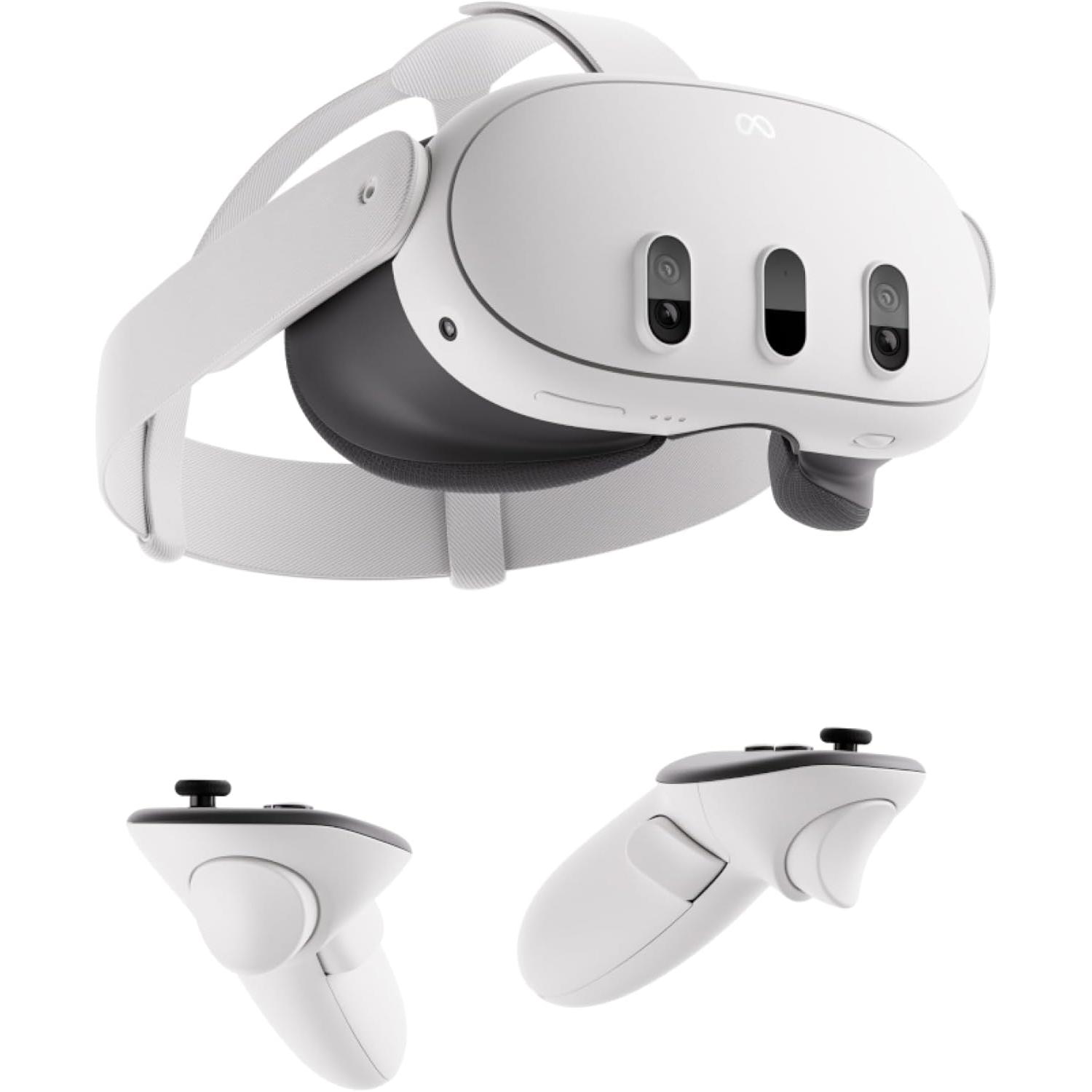 A large main feature product image of META Quest 3 Mixed Reality Headset w/ Touch Plus Controllers - 512GB