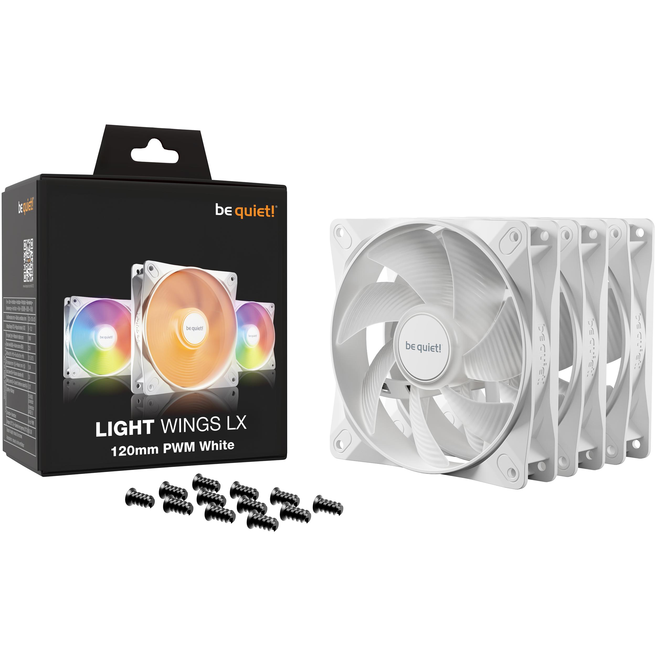 A large main feature product image of be quiet! LIGHT WINGS LX ARGB 120mm PWM Fan 3-Pack (White)