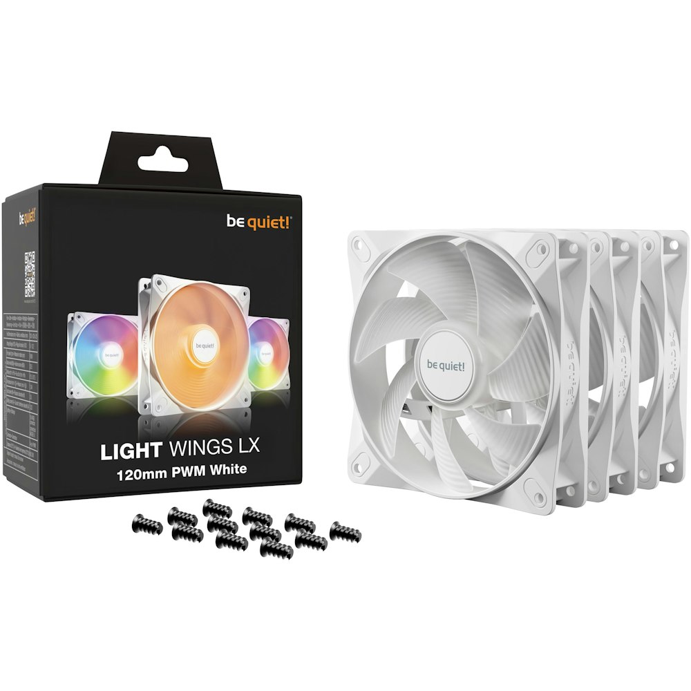 A large main feature product image of be quiet! LIGHT WINGS LX ARGB 120mm PWM Fan 3-Pack (White)