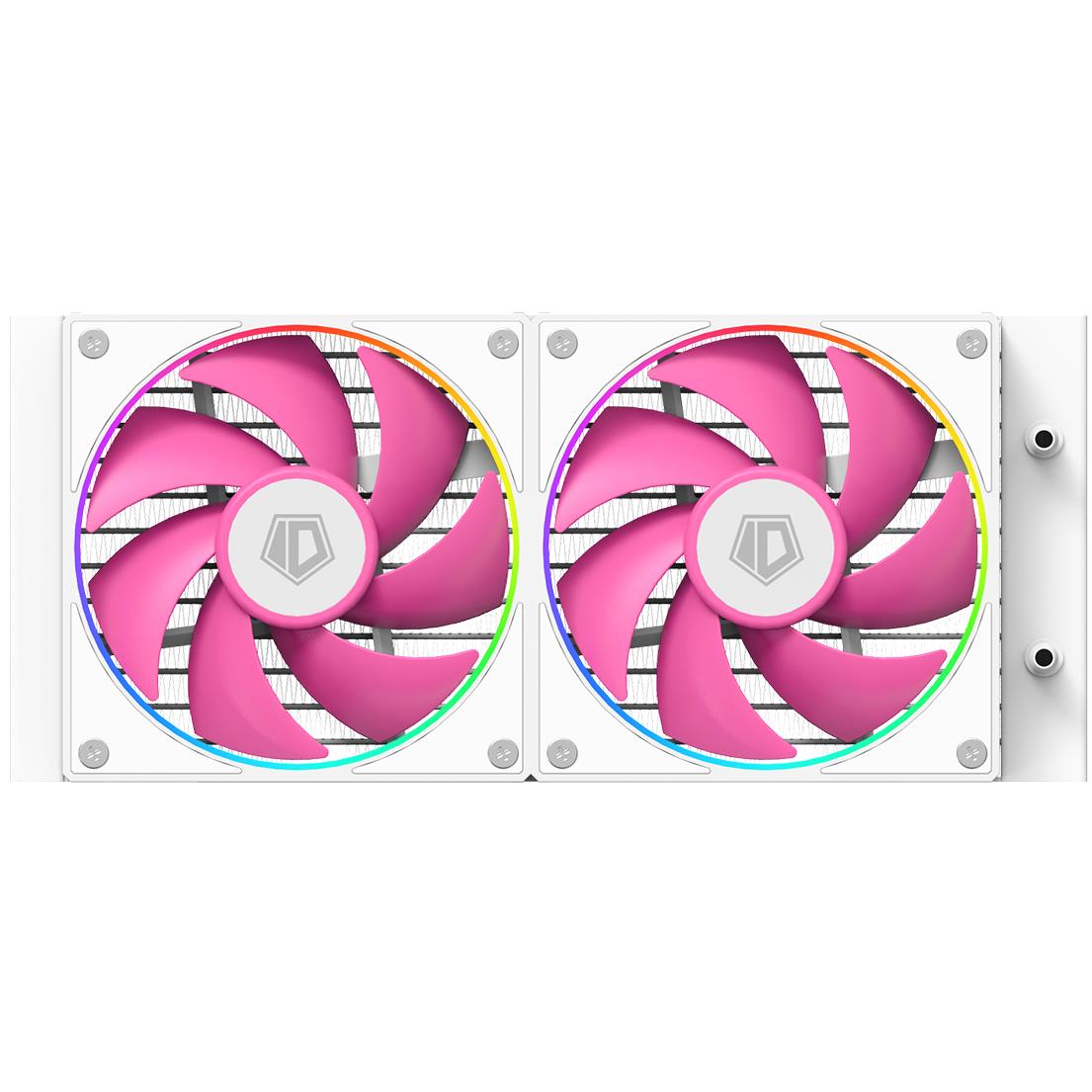 A large main feature product image of ID-COOLING FX240 INF 240mm ARGB AIO Liquid CPU Cooler (Pink/White)